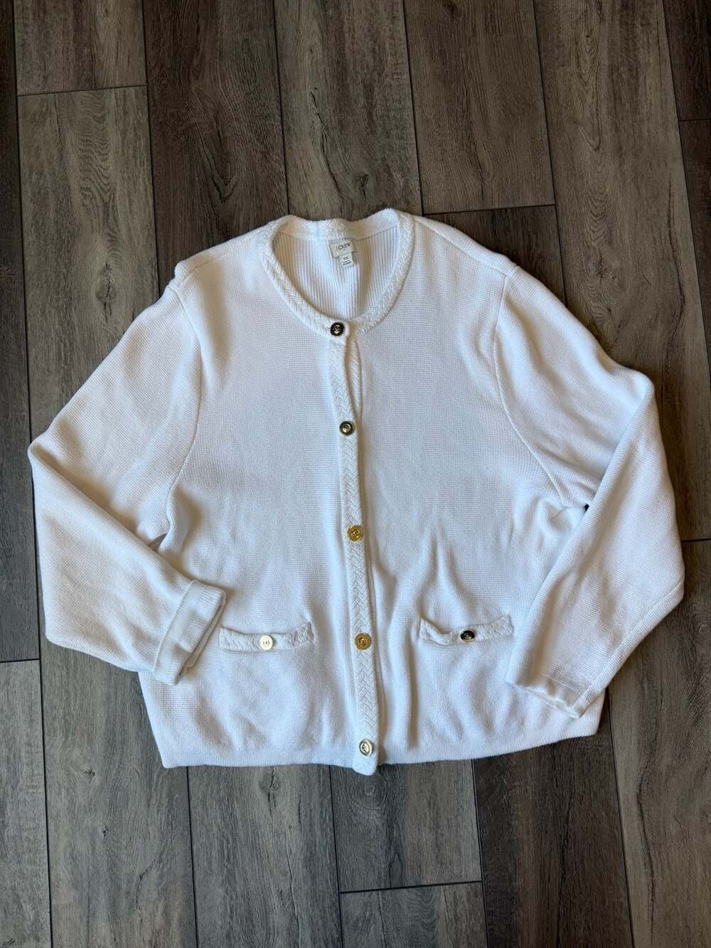 J.Crew Emilie Sweater Lady Jacket Size 2X White Textured Cardigan